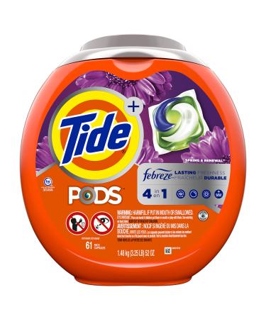 Tide Pods Laundry Detergent Soap Pods, Spring & Renewal, Spring & Renewal, 61 Count Laundry Detergent PODs, 61 count