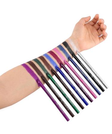 DELISOUL 10-color Eyeliner Pen Set - Glitter, Metallic, Pearl | Long-lasting & Smooth Eye Makeup Kit for Women | Includes Pencil Sharpener - Buy Online on SooperMarket.com