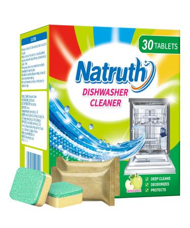 NATRUTH Dishwasher Cleaner And Deodorizer Tablets 30 Pack for Deep Cleaning Deodorizing & Protecting Prevents Buildup.Heavy Duty And Septic Safe.Clean Dish Washer for Limescale Odor (Apple)