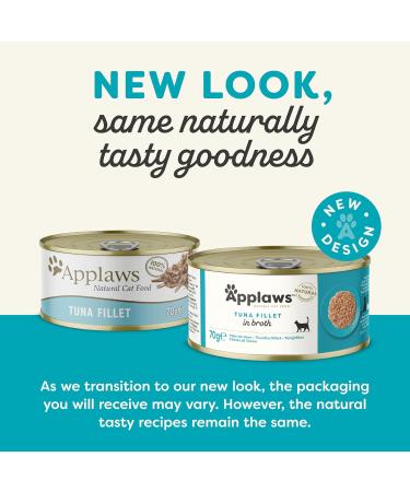 Applaws 100% Natural Tuna Fillet Wet Food in Broth for Adult Cats - 24 x 70g Pack | Premium Cat Food International Shipping - Buy Online on SooperMarket.com
