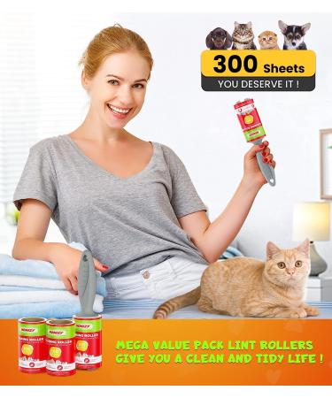 KONIZY Pet Hair Lint Rollers Mega Value Set - 300 Sheets - Portable Lint Remover for Clothes, Furniture, Carpet - Dog & Cat Hair Removal - Extra Sticky - Upgraded Handle - Red - Buy Online on SooperMarket.com