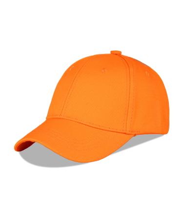 LANGZHEN 100% Cotton Outdoor Children's Kids Plain Baseball Cap Hat Adjustable Sun Hat for Girls Boys 1-2 Years Classic Orange