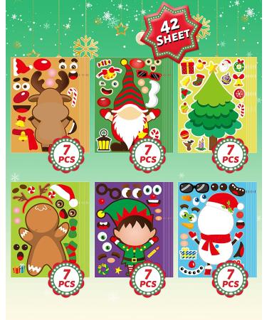 Christmas Party Favors Stickers - 42 Sheets Make Your Own Gnome, Reindeer, Tree, and Snowman - Perfect for Kids Crafts & Activities - Buy Online on SooperMarket.com