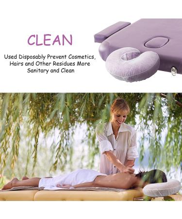 100 Pack Disposable Massage Headrest Covers 14.2 x 13 Inch - White, Non-Sticking & Non-Woven U-Shaped Cradle Cover for Massage Tables - Buy Online on SooperMarket.com