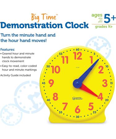 Buy Learning Resources Big Time Learning 12-Hour Learning Clock - Educational Toys for Kids - International Shipping Available - Buy Online on SooperMarket.com