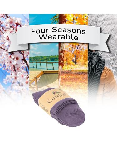 Cosyfeel Women Loose Diabetic Socks | 4-Pack Neuropathy Ankle Socks for Ladies | Super Soft Eco-Friendly Bamboo Material | Durable with Seamless Toe | Multicolour Patterns | 4 Seasons 7-9 1/2 CHALK VIOLET - Buy Online on SooperMarket.com