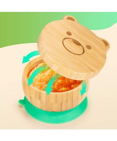 Suction Bowl Set for Babies & Toddlers | Bamboo Wood Feeding Bowl with Lid & Spoon | Stay Put Tableware for Easy Cleaning | Ideal for Weaning Journey - Buy Online on SooperMarket.com