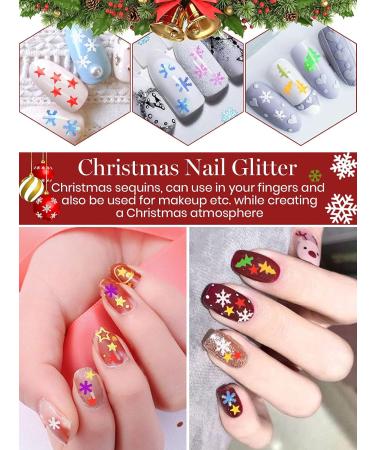 Ebanku 8 Boxes Christmas Nail Art Sequin Snowflakes Glitter | Holographic Christmas Nail Flakes & DIY Decorations - Buy Online on SooperMarket.com
