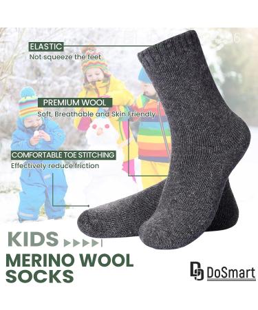 Winter Warm Kids Wool Crew Socks - 6 Pairs Solid Color for Boys and Girls 4-7 Years - Buy Online on SooperMarket.com