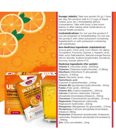 Wampole Ultra-C 1000 mg of Vitamin C + B Vitamins & Electrolytes Effervescent Powder Mix Immunity Energy and Hydration (1 Pack) - Buy Online on SooperMarket.com