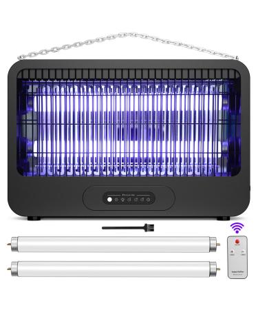 Electric Bug Zapper Indoor and Outdoor with 3500V Powerful Double-Sided Grid and 2-14H Timer-Mosquito Zapper with Remote, UV Light Fruit Fly Zapper Trap Insect Killer for Patio Home, 2 Extra Blubs