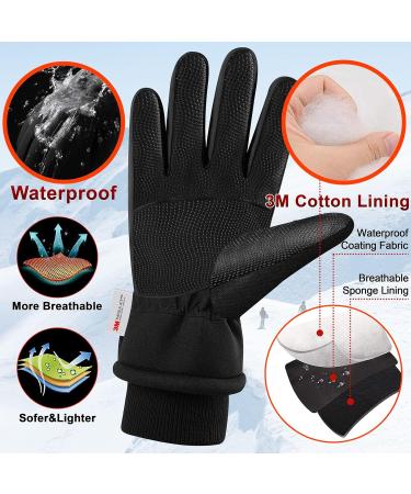 Alisxm Waterproof Touchscreen Winter Gloves for Men & Women - Ideal for Running Skiing Hiking & Cycling | Dark Black - Buy Online on SooperMarket.com
