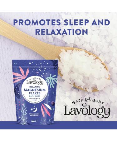 Magnesium Flakes Bath Salts 1kg by Lavology - All Natural, Calming & Relaxing Formula - Buy Online on SooperMarket.com