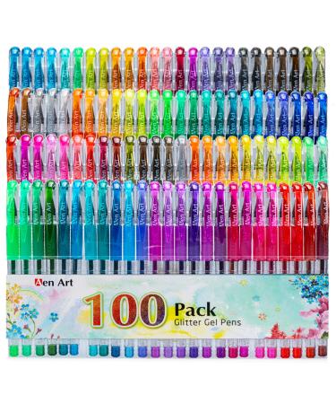 Glitter Gel Pens  100 Color Glitter Pen Set for Making Cards  30% More Ink Neon Glitter Gel Marker for Adult Coloring Books  Journaling Crafting Doodling Drawing