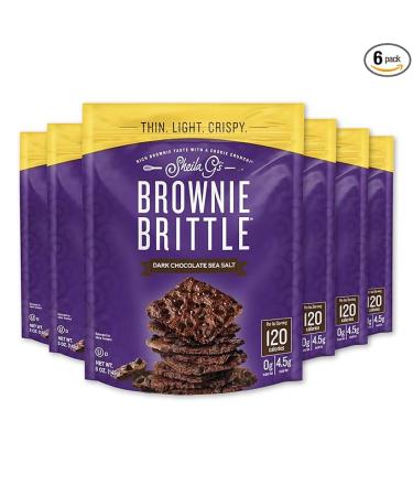 Sheila G's Brownie Brittle â€“ Dark Chocolate Sea Salt Thin and Crispy Sweet Snacks (Pack of 6 5 oz) Rich Gourmet Brownie Bites Dessert