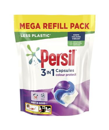 Persil 3 in 1 Colour Protect Laundry Washing Capsules keeps colours vibrant mega refill pack 50 Wash 1.350 kg Colour Protect 1.35 kg (Pack of 1)
