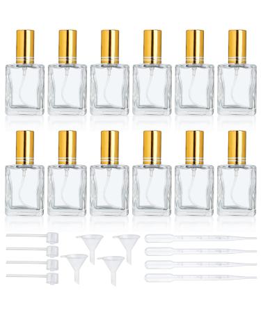 Yu feng 12 transparent perfume spray bottles 15 ml glass fine fog empty spray bottles refillable container perfume cater for cleaning essential oil liquid gold-2