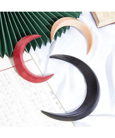 WEBEEDY 3-Color Hand Carved Crescent Moon Hair Fork for Women Wood Moon Hairpin Barrette Hair Stick Hair Comb Thick Hair Styling Accessories (Red Black Log Color) - Buy Online on SooperMarket.com