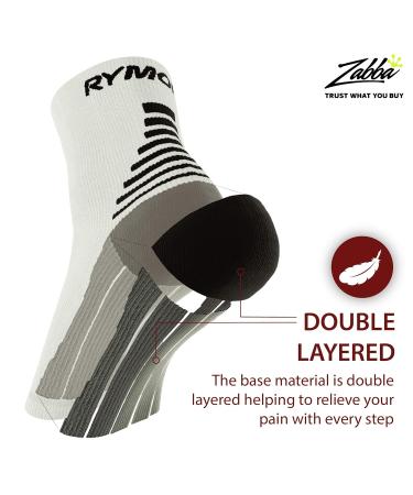 Rymora Plantar Fasciitis Support Socks - Medium Arch Compression for Men and Women - White (One Pair) - Buy Online on SooperMarket.com