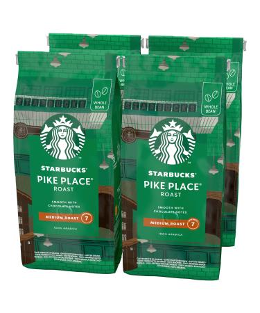 STARBUCKS Pike Place Roast Medium Roast Whole Coffee Beans 450g (Pack of 4) Pike Place Unflavoured 1.8 kg (Pack of 1)