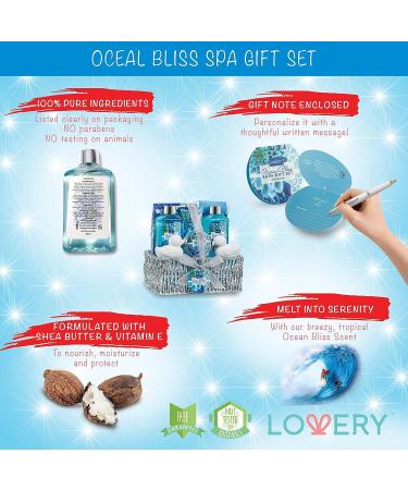 Heavenly Ocean Bliss Home Spa Gift Basket - 9pc Bath & Body Set for Women - Perfect for Father's Day, Wedding, Anniversary, Birthday, Graduation - Buy Online on SooperMarket.com