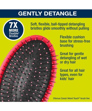 Conair Gently Detangle Hair Brush 3 Count - Flexible Bristles - for Dry and Wet Hair (Color May Vary) - Buy Online on SooperMarket.com