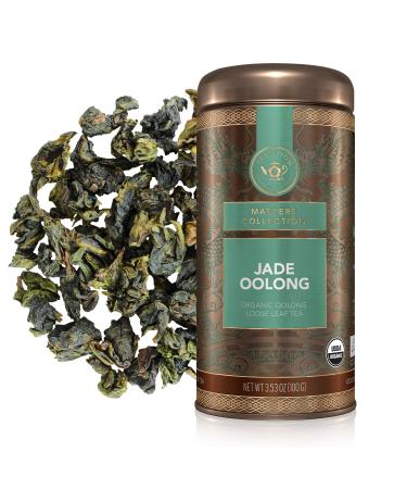 Teabloom Organic Jade Oolong Loose Leaf Tea Rolled Leaves From High-Elevation Mountains USDA Organic Fresh Green-Floral Aroma and Flavor 3.53 oz/100 g Canister Makes 35-50 Cups