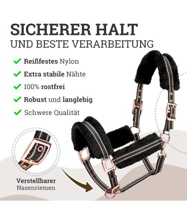 Esposita Halfter Champion Edition - Premium Soft Throw with Synthetic Fur (XFull/XWB Black/Rose Gold) - International Shipping Available - Buy Online on SooperMarket.com