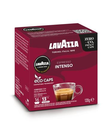 Lavazza A Modo Mio Espresso Intenso Coffee Capsules Arabica and Robusta Spicy Notes Intensity 13/13 Medium-Dark Roasting Compostable 16 Coffee Pods Coffee Espresso 16 Count (Pack of 1)