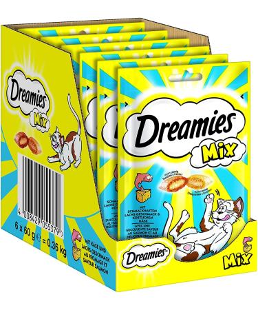 Dreamies Mix cat snacks with salmon & cheese crispy on the outside & creamy on the inside 6 x 60g salmon & cheese 360 g (1 pack)