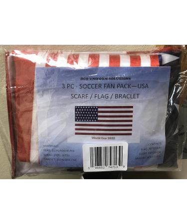 USA Soccer Scarf & Flag Set with Bracelet - Patriotic Red, White, and Blue Kit - Buy Online on SooperMarket.com