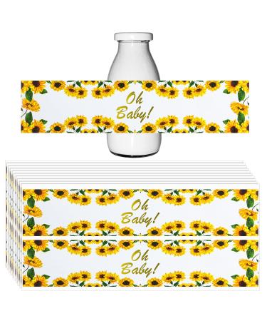40 Pieces Sunflower Baby Shower Water Bottle Labels Floral Water Bottle Labels Waterproof Sunflower Bottle Sticker Labels for Baby Shower Gender Reveal Birthday Baby Sprinkle Party Decoration Supplies
