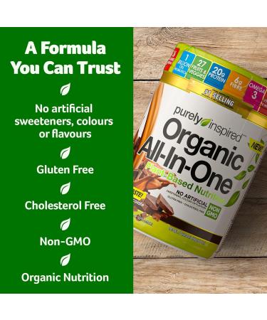 Purely Inspired Meal Replacement Shake Vegan Protein Powder | Purely Inspired Organic All In One | Plant Based Protein Powder for Women & Men | Organic Protein Powder | Vegan Friendly Chocolate (10 Servings) - Buy Online on SooperMarket.com