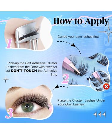 Self Adhesive Eyelashes - No Glue Needed, Natural Look Cluster Lashes (120pcs, 8-16MM) - Reusable & Beginner-Friendly - Buy Online on SooperMarket.com