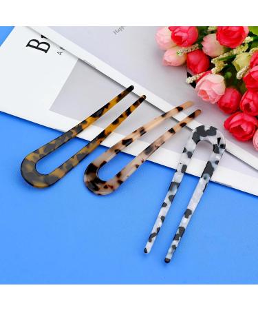 U-shaped Hairpin 3 Cellulose Acetate Acrylic Hairpin Pill Head Chinese Ancient Style Tortoise Shell U Shaped Simple Coiffure Elegant Cheongsam Matching Hair Accessories Hair Fork French (A) - Buy Online on SooperMarket.com