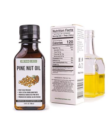 2 Pack Siberian Pine Nut Oil - 100% Natural Extra Virgin Cold Pressed, 2x100ml | Unrefined Raw No-GMO Vegan | Healthy Diet Food Grade (2 Bottles) - Buy Online on SooperMarket.com