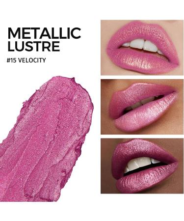 Anglicolor Metallic Glitter Lipstick - Pink Highly Pigmented Moisturising Lipstick (#15 VELOCITY) - Buy Online on SooperMarket.com