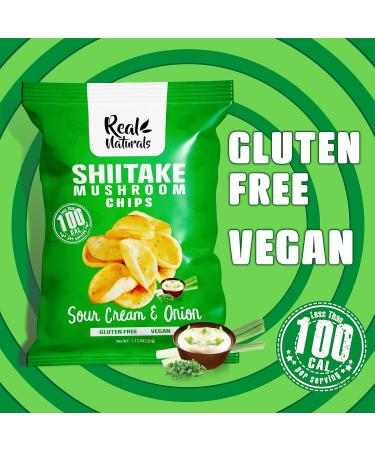 Real Naturals Shiitake Mushroom Chips Sour Cream and Onion Non GMO Low Calorie Vegan 12 Count of 32g - Buy Online on SooperMarket.com