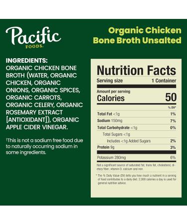 Pacific Foods Organic Bone Broth Original Chicken 8oz Cartons 12-Pack - Keto Friendly Chicken Bone Broth, 8 Fl Oz (Pack of 12) - Buy Online on SooperMarket.com