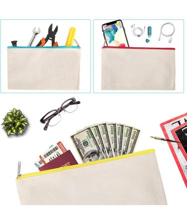 Sinzip 12-Piece Cotton Canvas Makeup Bag Set | Multipurpose Cosmetic & Travel Toiletry Pouch with Zipper | DIY Craft & Pencil Bag | Small Size - Buy Online on SooperMarket.com