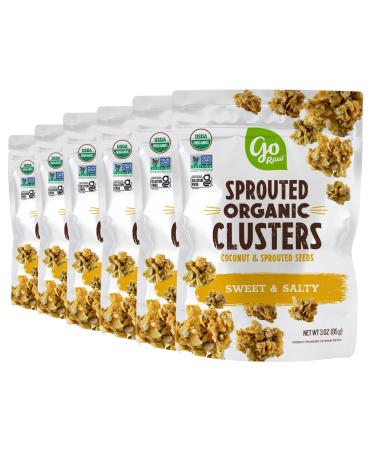 Go Raw Sprouted Organic Sweet & Salty Clusters with Coconut & Sprouted Seeds, 6 ct box of 3 oz bags