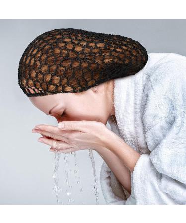 3-Piece Black Mesh Hair Net Set - Rayon Crochet Hair Nets, Knit Snood Hat, Crocheted Sleep Cap - Buy Online on SooperMarket.com