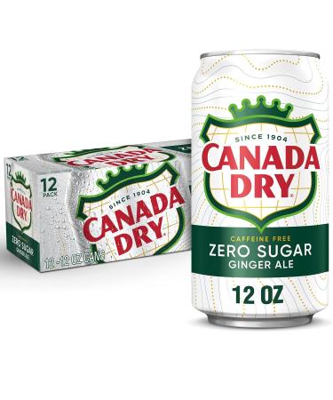Canada Dry Zero Sugar Ginger Ale Soda, 12 fl oz cans, 12 pack