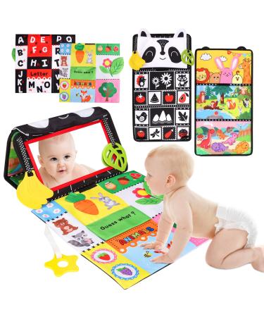 Venditer baby toys 0-12 months baby mirror toys with a crackling book prone base toys baby 1 2 year black white contrast pattern fabric book baby montessori toy baby young girls
