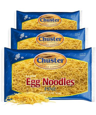 Chuster Fine Egg Noodles | Bulk 3 Pack of Enriched Noodle Pasta for Soup, Ramen, Stroganoff, Stir Fry, Lo Mein & Other Asian Fare | Cooks in 10 Minutes! |Low Sodium, Kosher Pareve