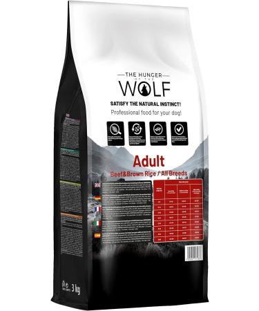 Hunger of the Wolf Adult Dog Food - Beef & Brown Rice 3kg | Premium Dry Food for All Breeds - Buy Online on SooperMarket.com