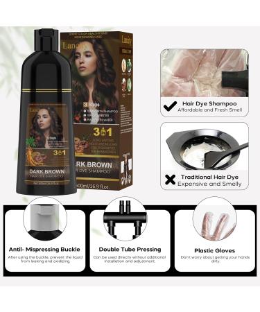 Dark Brown Hair Dye Shampoo - 3 In 1 Instant Gray Coverage | Herbal Hair Color for Men & Women (500mL - Buy Online on SooperMarket.com