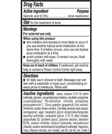 Amazon Basics Pink Grapefruit Body Wash with 2% Salicylic Acid - Acne Treatment, 8.5 oz (4-Pack) - Dermatologist Tested - Buy Online on SooperMarket.com