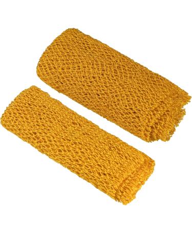 2 Pieces African Net Bath Sponge African Exfoliating Long Body Scrubber Tight Weave Beauty Skin Smoother Tower Bath Cloth Porous Stretches Back Washcloths for Daily Use or Stocking Stuffer (Yellow)