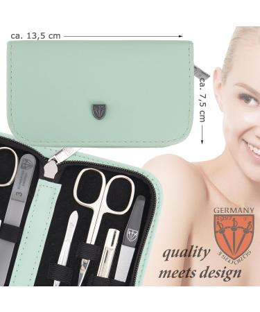 3 Swords Germany - brand quality 8 piece manicure pedicure grooming kit set in mint fashion leather case in gift box - Made by 3 Swords MINT - SYNTHETIC LEATHER - Buy Online on SooperMarket.com